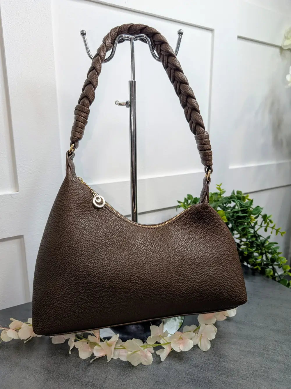 Tulisa Braided Strap Handbag BROWN