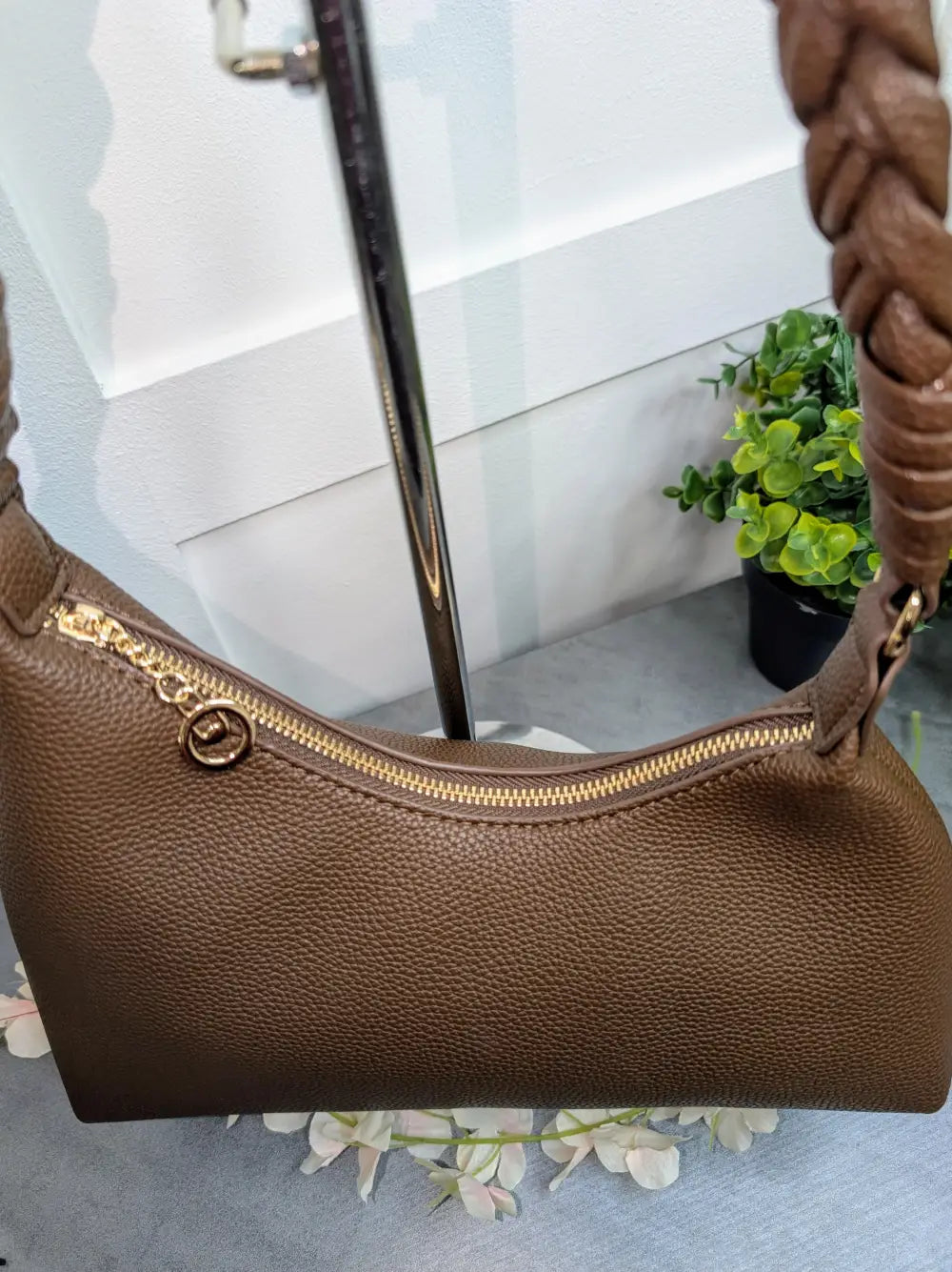 Tulisa Braided Strap Handbag BROWN