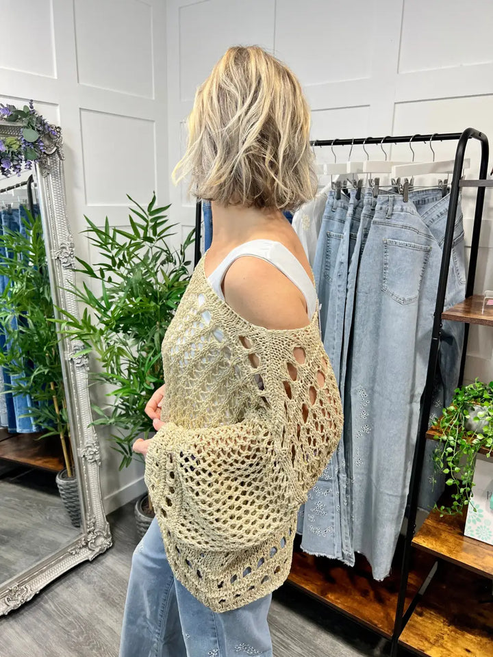 Una Lurex Crochet Jumper GOLD