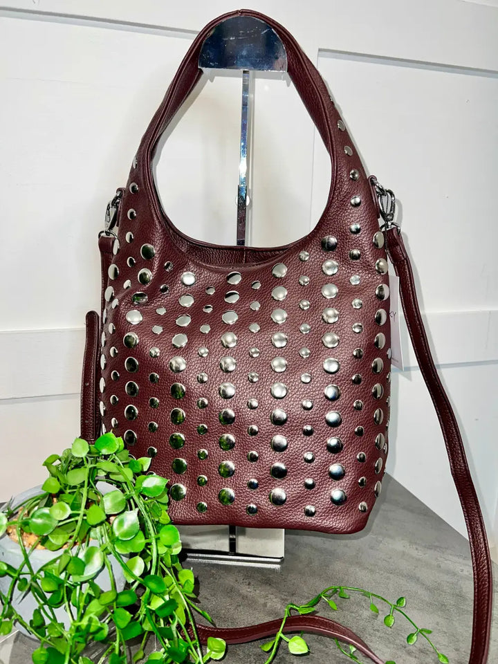 Vallan Stud Bucket Bag CHOCOLATE - Crossbody