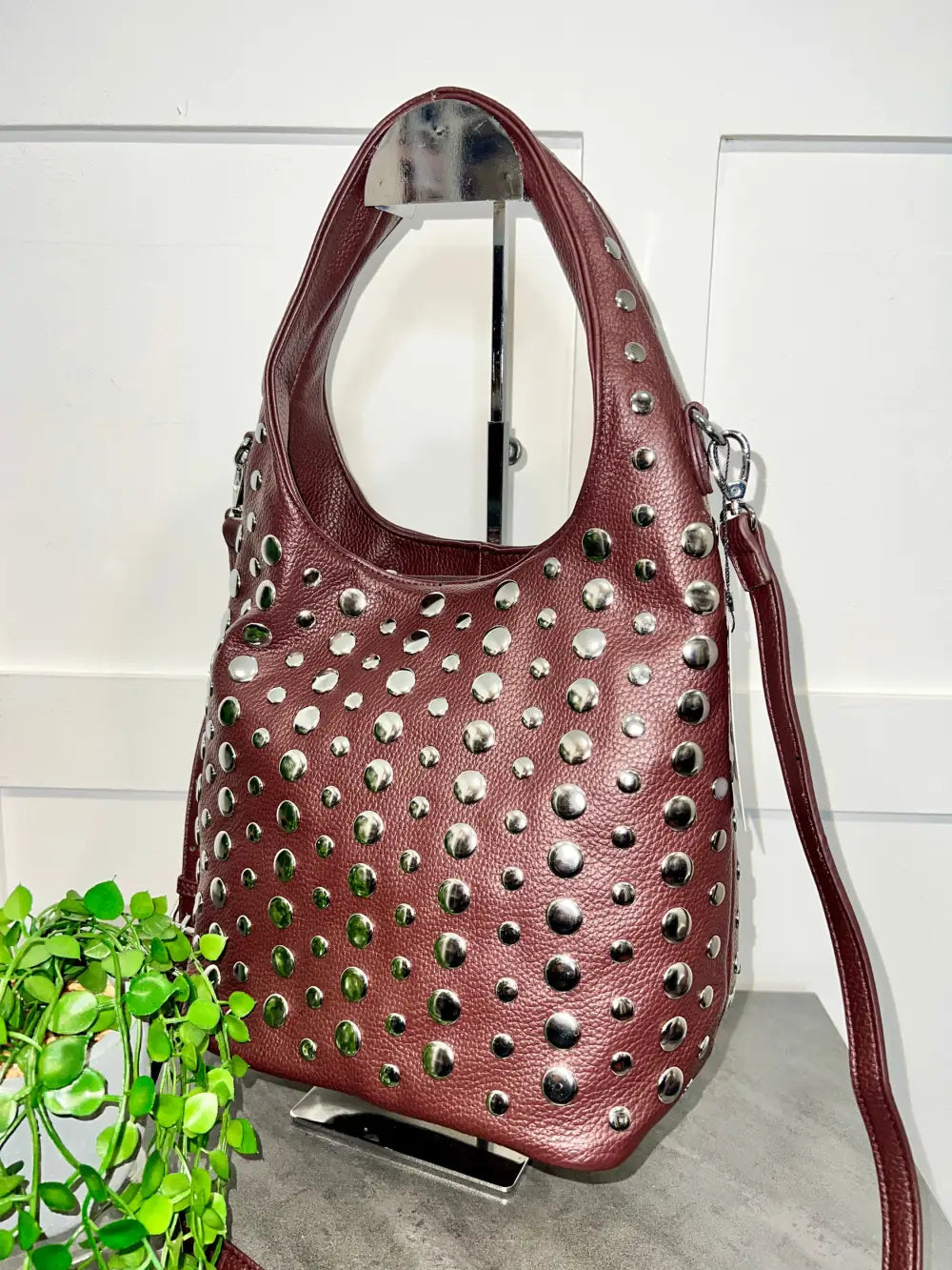 Vallan Stud Bucket Bag CHOCOLATE - Crossbody