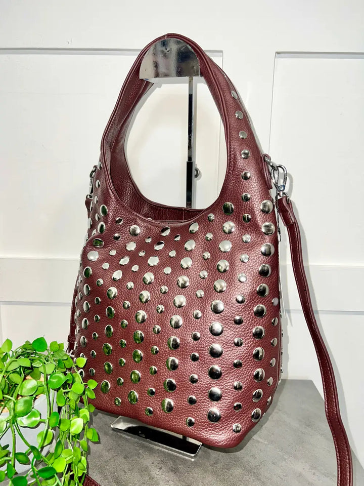 Vallan Stud Bucket Bag CHOCOLATE - Crossbody