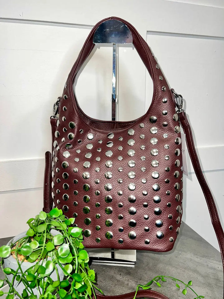 Vallan Stud Bucket Bag CHOCOLATE - Crossbody