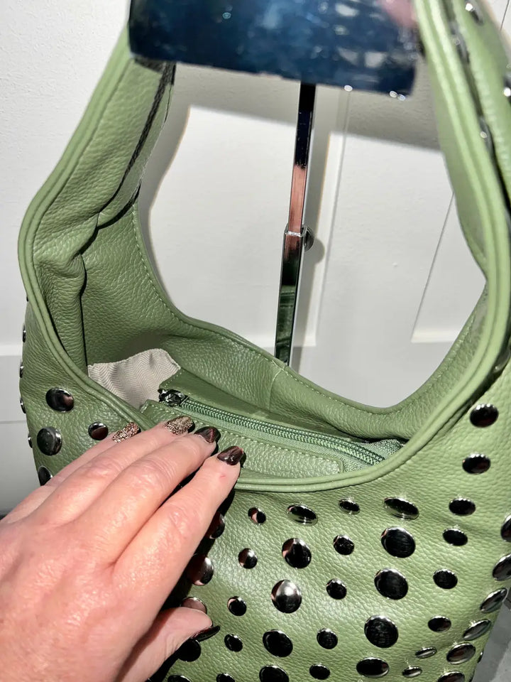 Vallan Stud Bucket Bag KHAKI - Crossbody