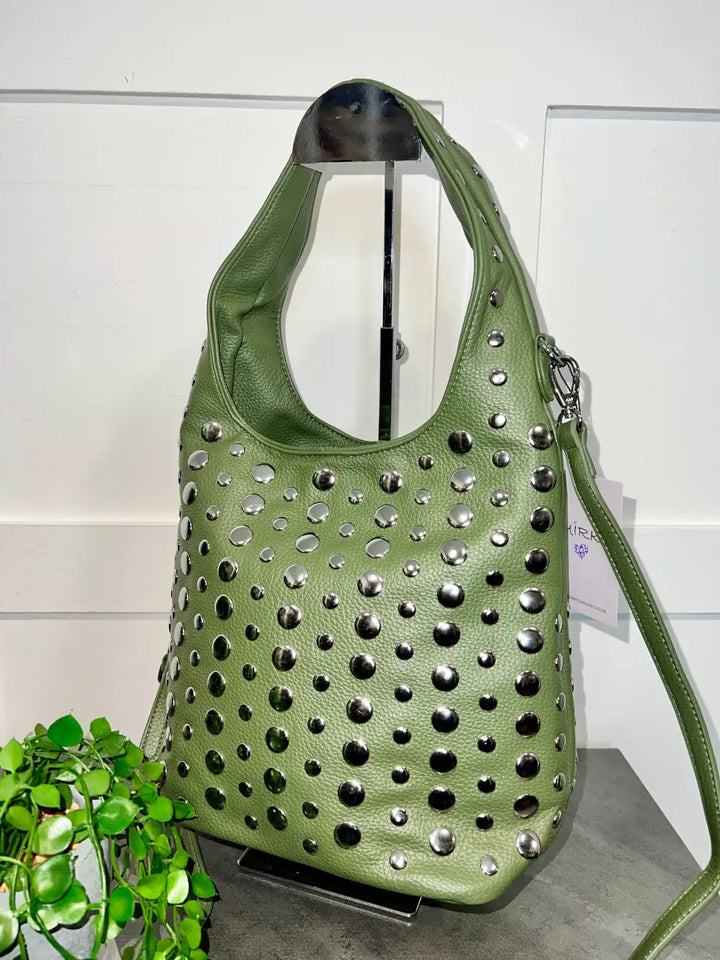 Vallan Stud Bucket Bag KHAKI - Crossbody