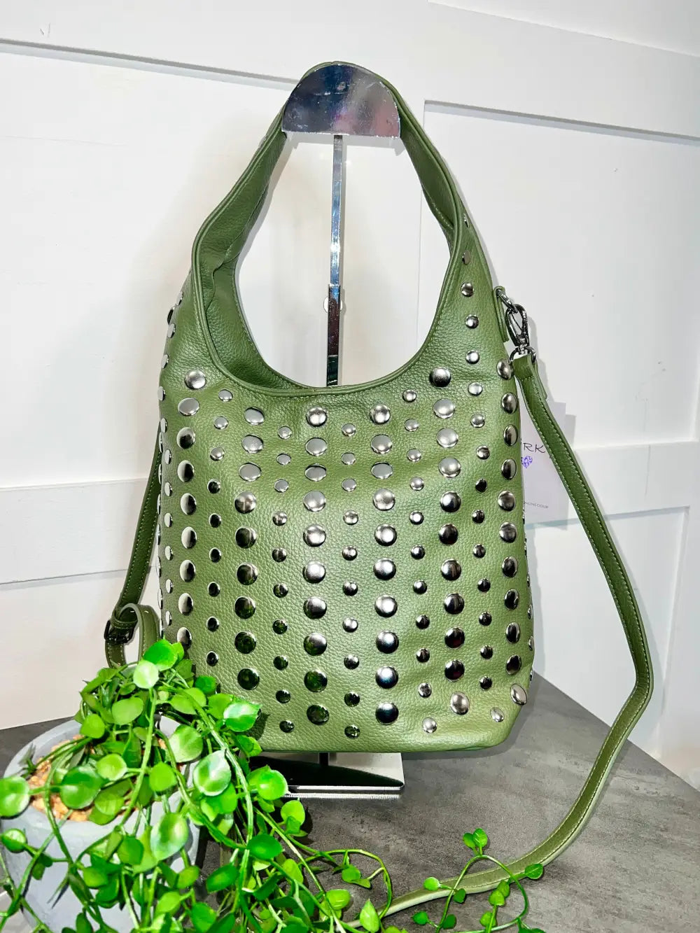 Vallan Stud Bucket Bag KHAKI - Crossbody