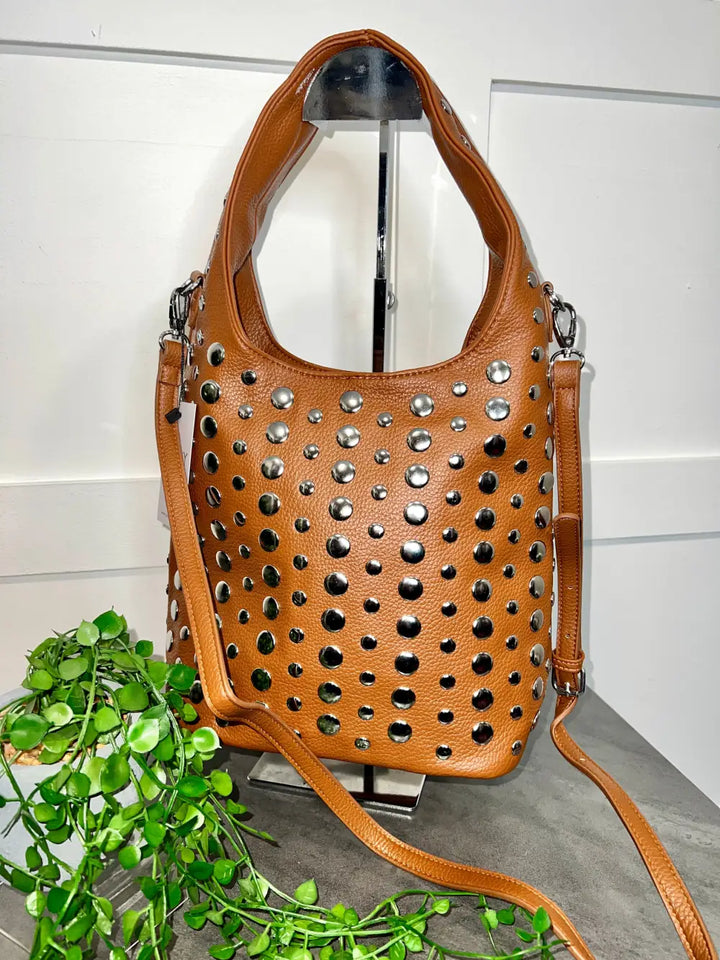 Vallan Stud Bucket Bag TAN - Crossbody