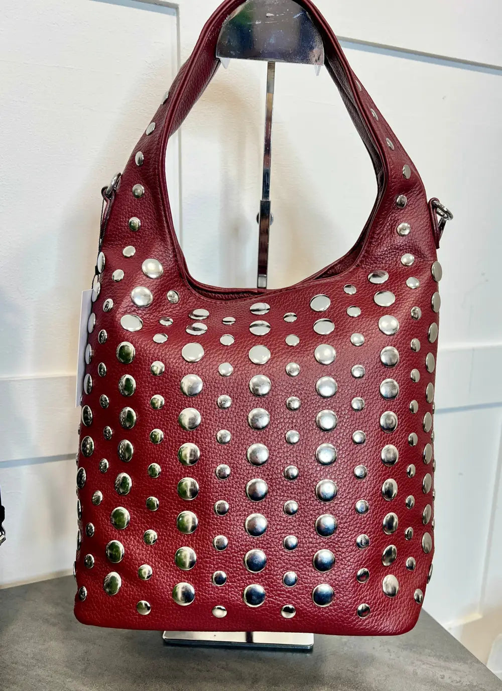 Vallan Stud Bucket Bag WINE - Crossbody