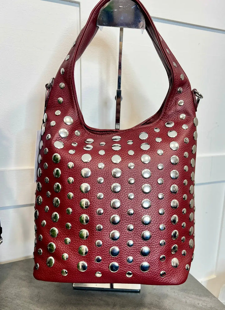 Vallan Stud Bucket Bag WINE - Crossbody