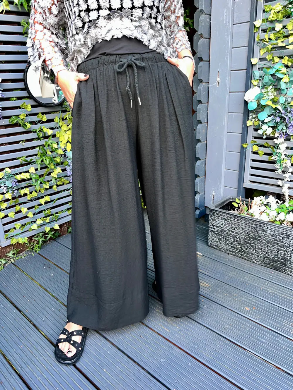 Verdi Wide Leg Trousers BLACK