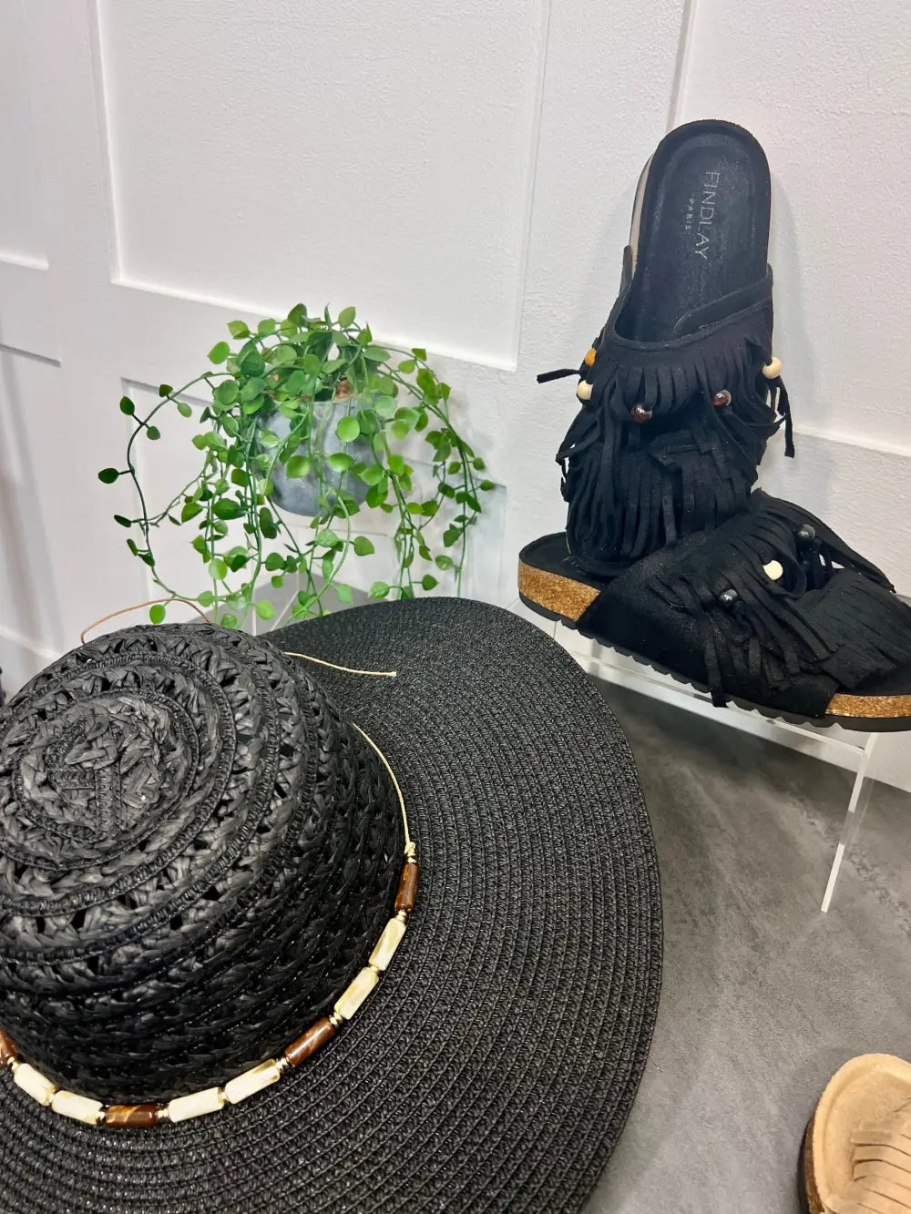 Verity Fringed Sandals BLACK
