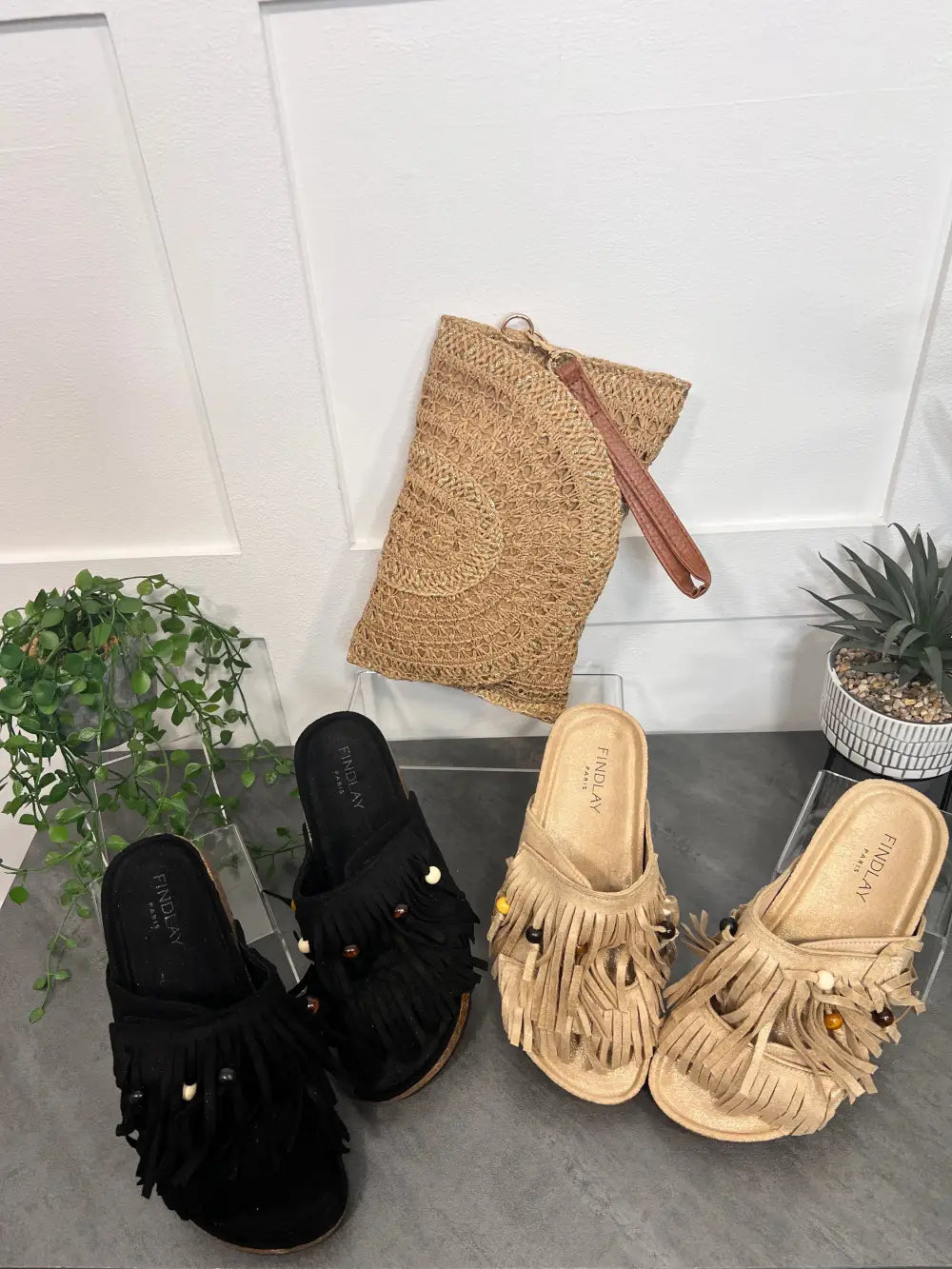 Verity Fringed Sandals BLACK