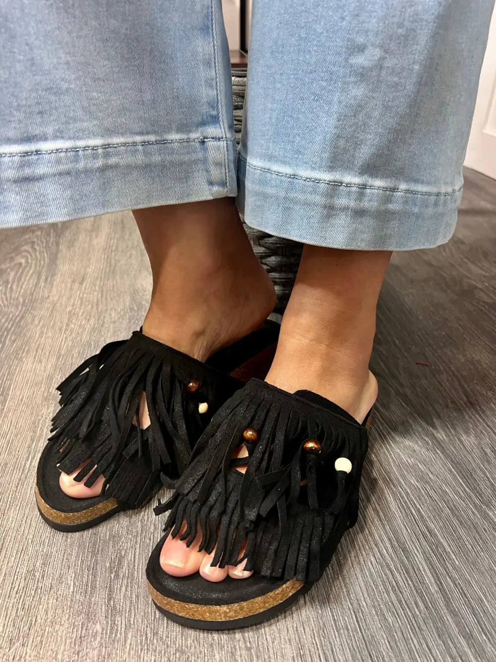 Verity Fringed Sandals BLACK - size 3 (36)