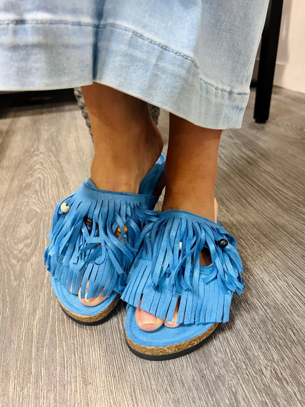 Verity Fringed Sandals BLUE