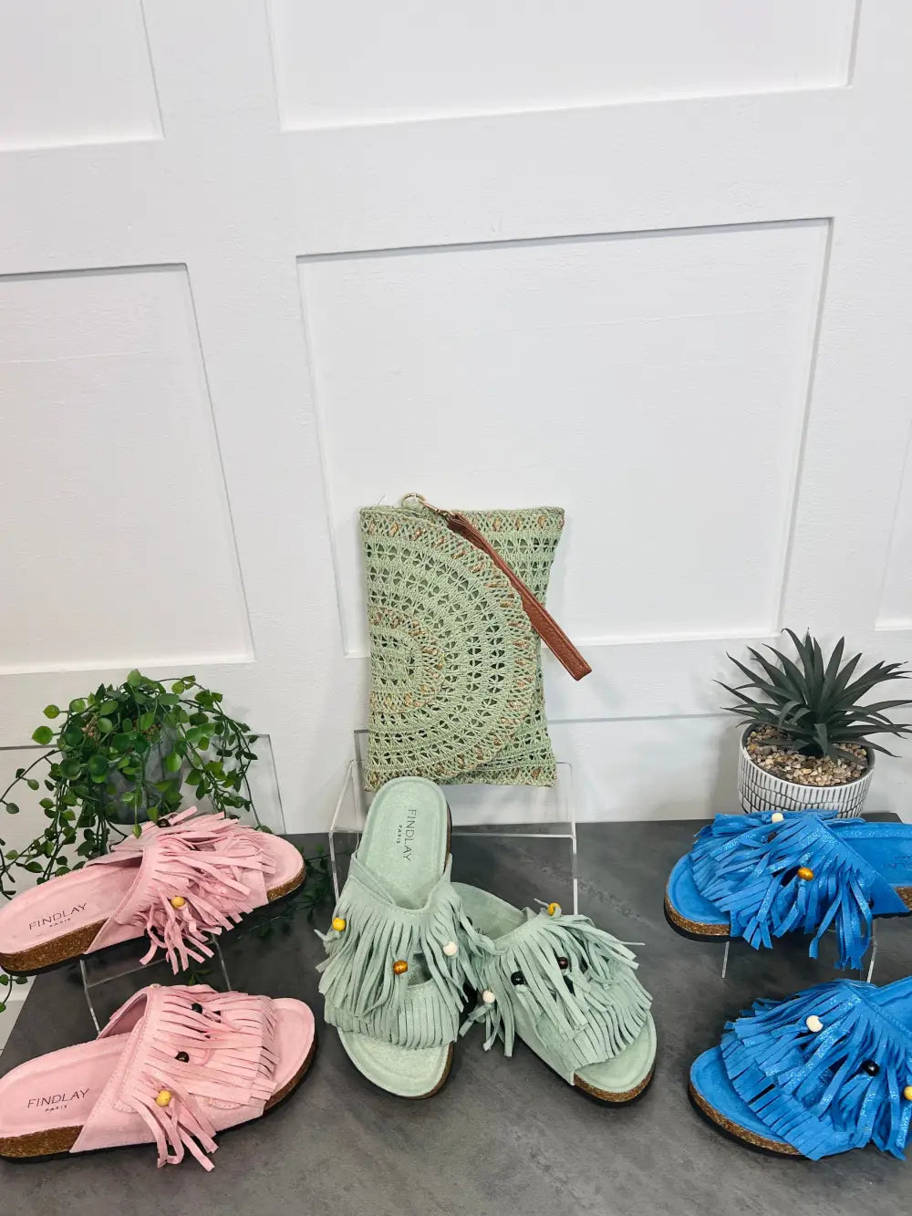 Verity Fringed Sandals BLUE