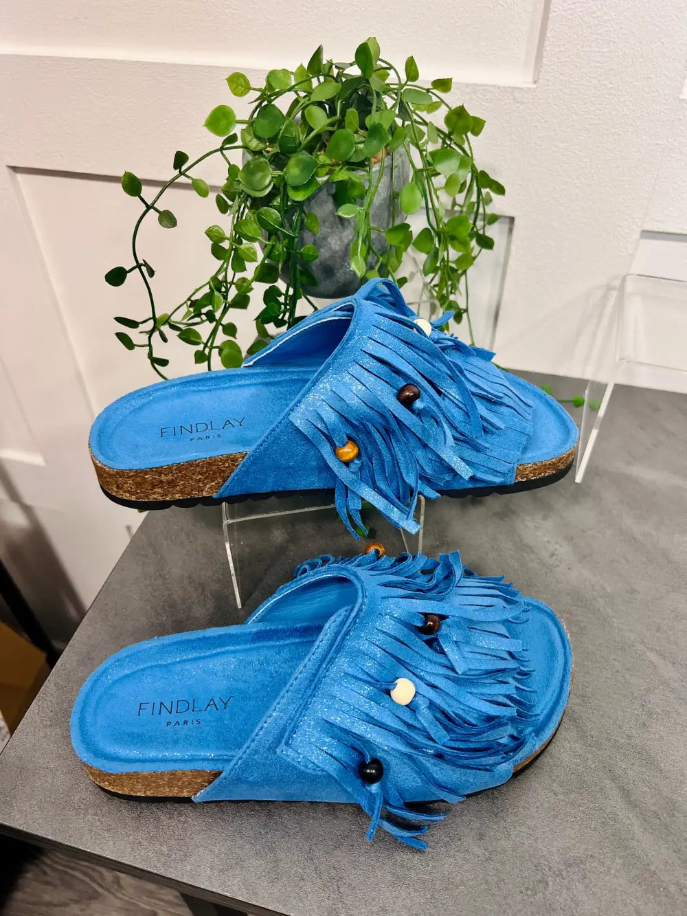 Verity Fringed Sandals BLUE