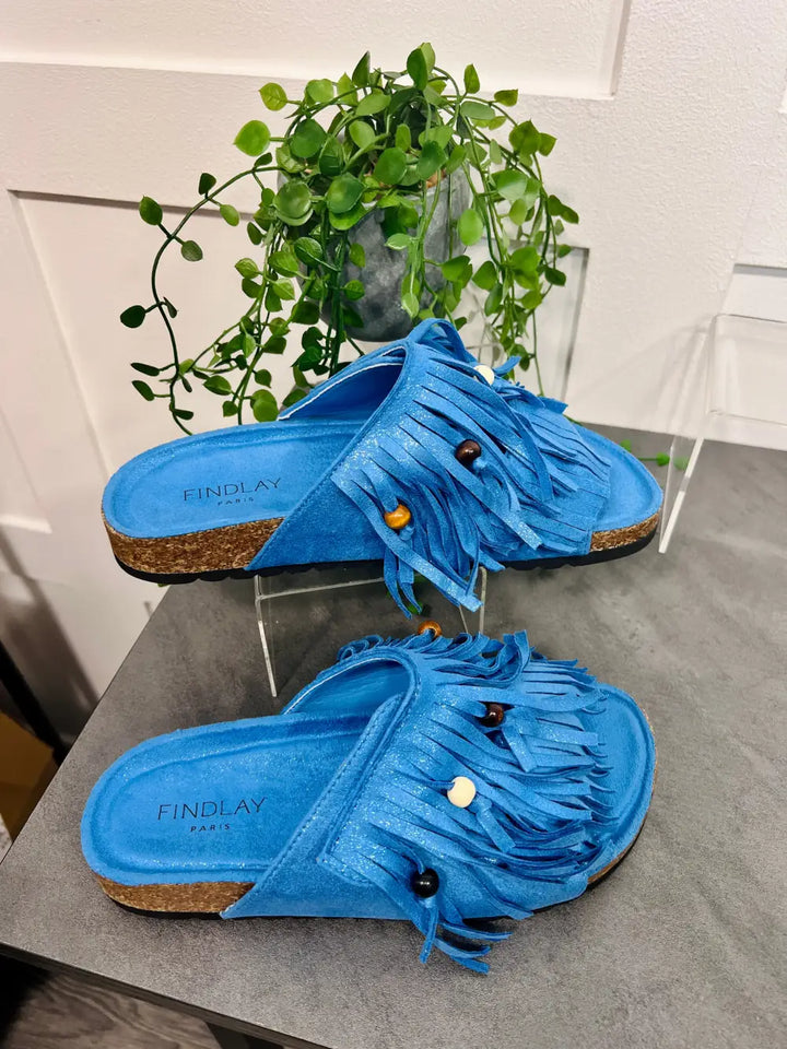 Verity Fringed Sandals BLUE
