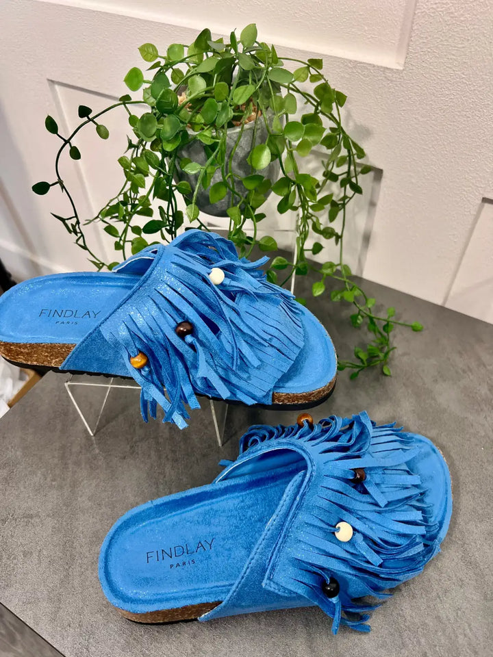 Verity Fringed Sandals BLUE