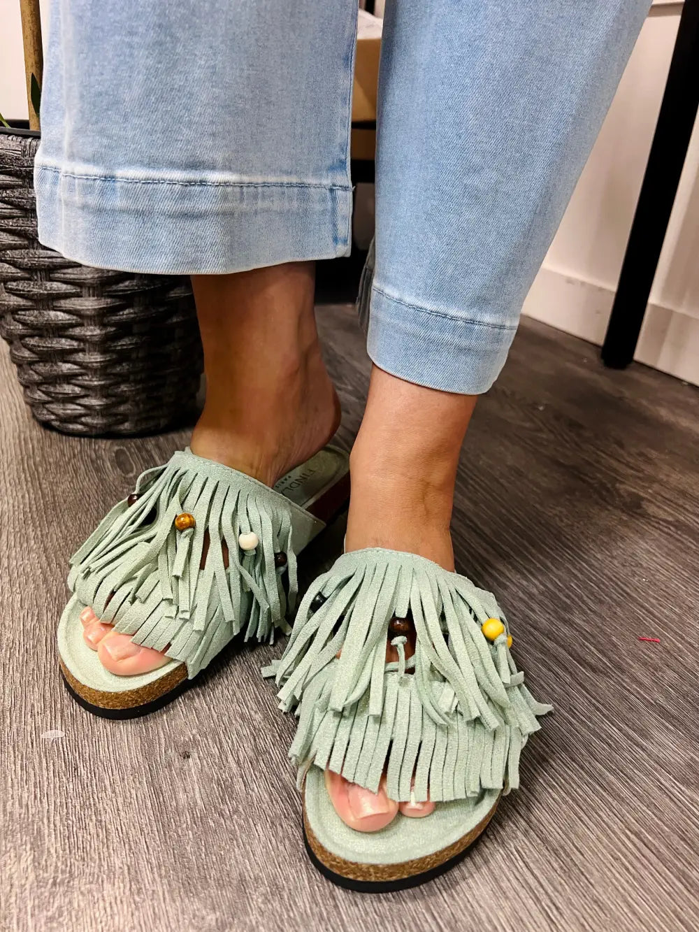 Verity Fringed Sandals MINT