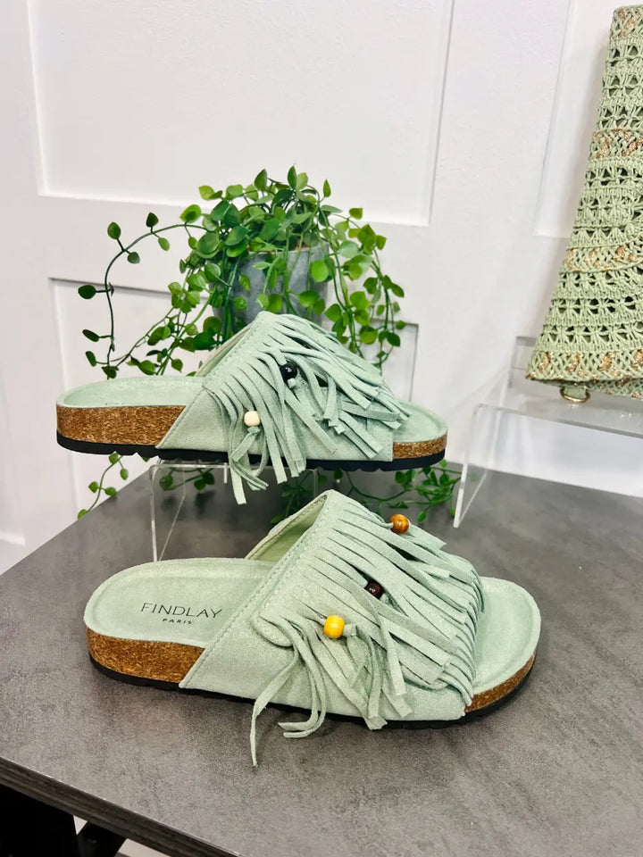 Verity Fringed Sandals MINT