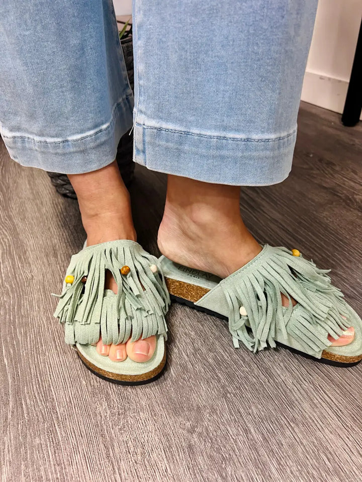 Verity Fringed Sandals MINT