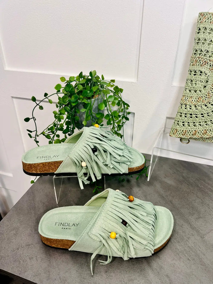 Verity Fringed Sandals MINT