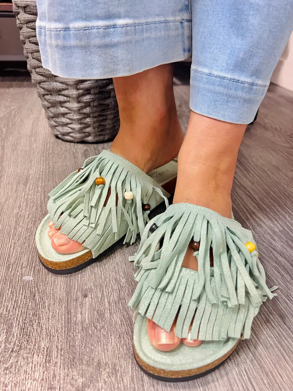 Verity Fringed Sandals MINT