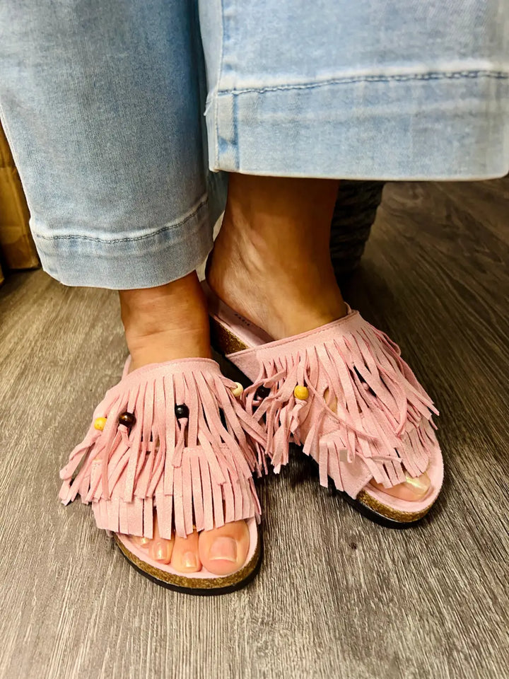 Verity Fringed Sandals PINK
