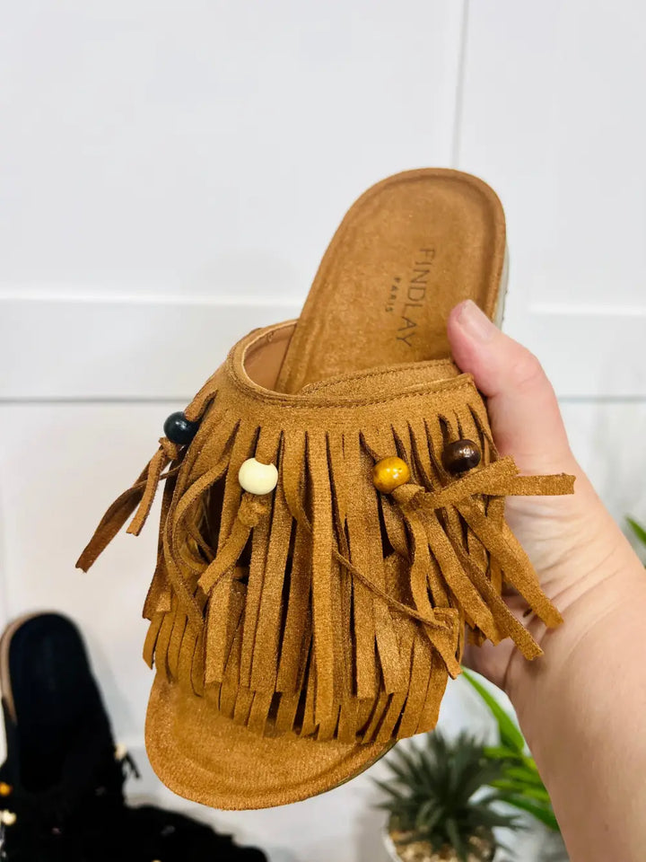 Verity Fringed Sandals TAN