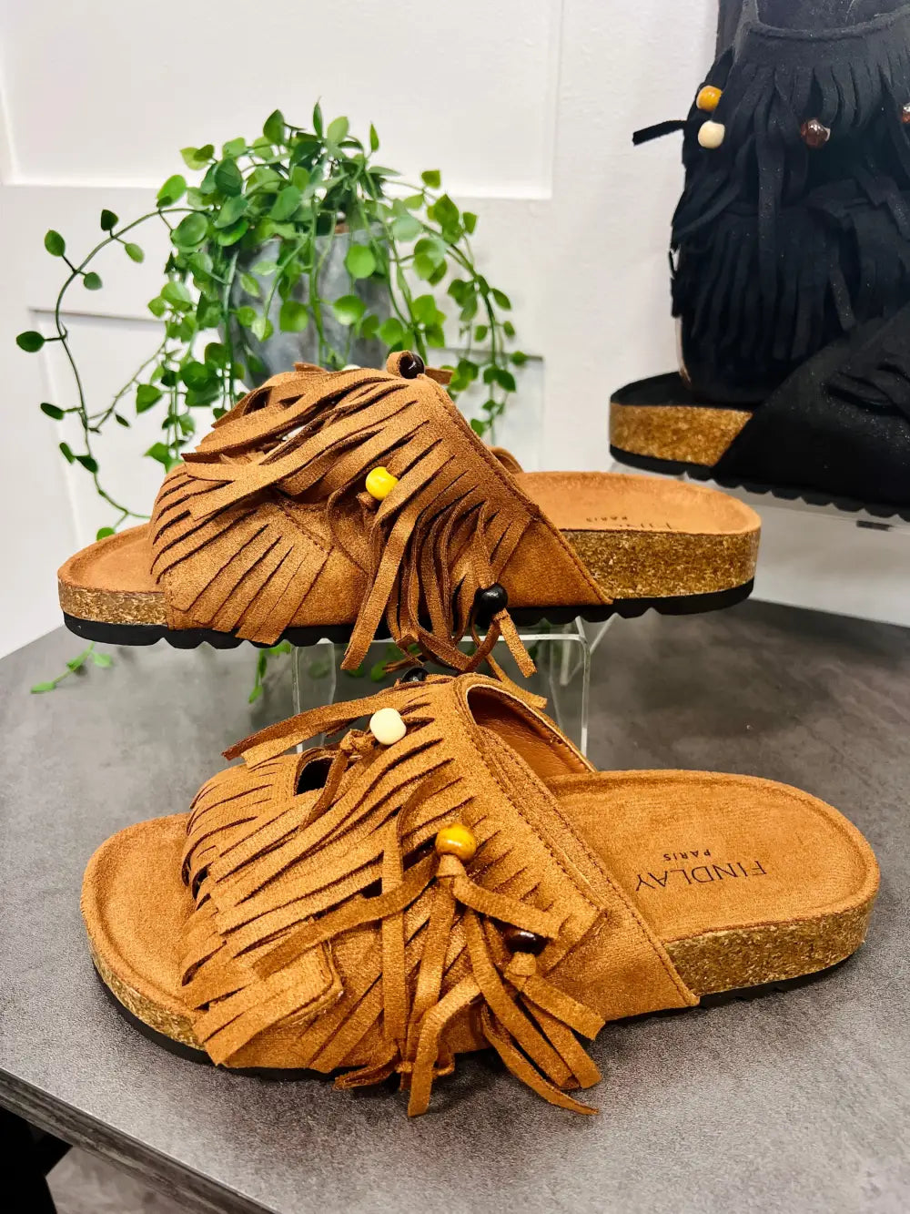Verity Fringed Sandals TAN