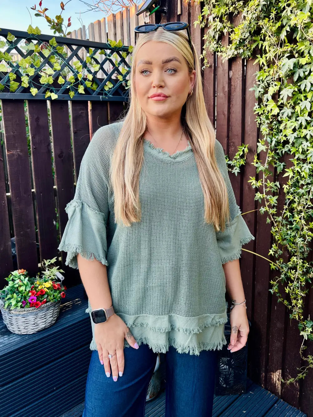 Zara Waffle Weave Top KHAKI - Tops