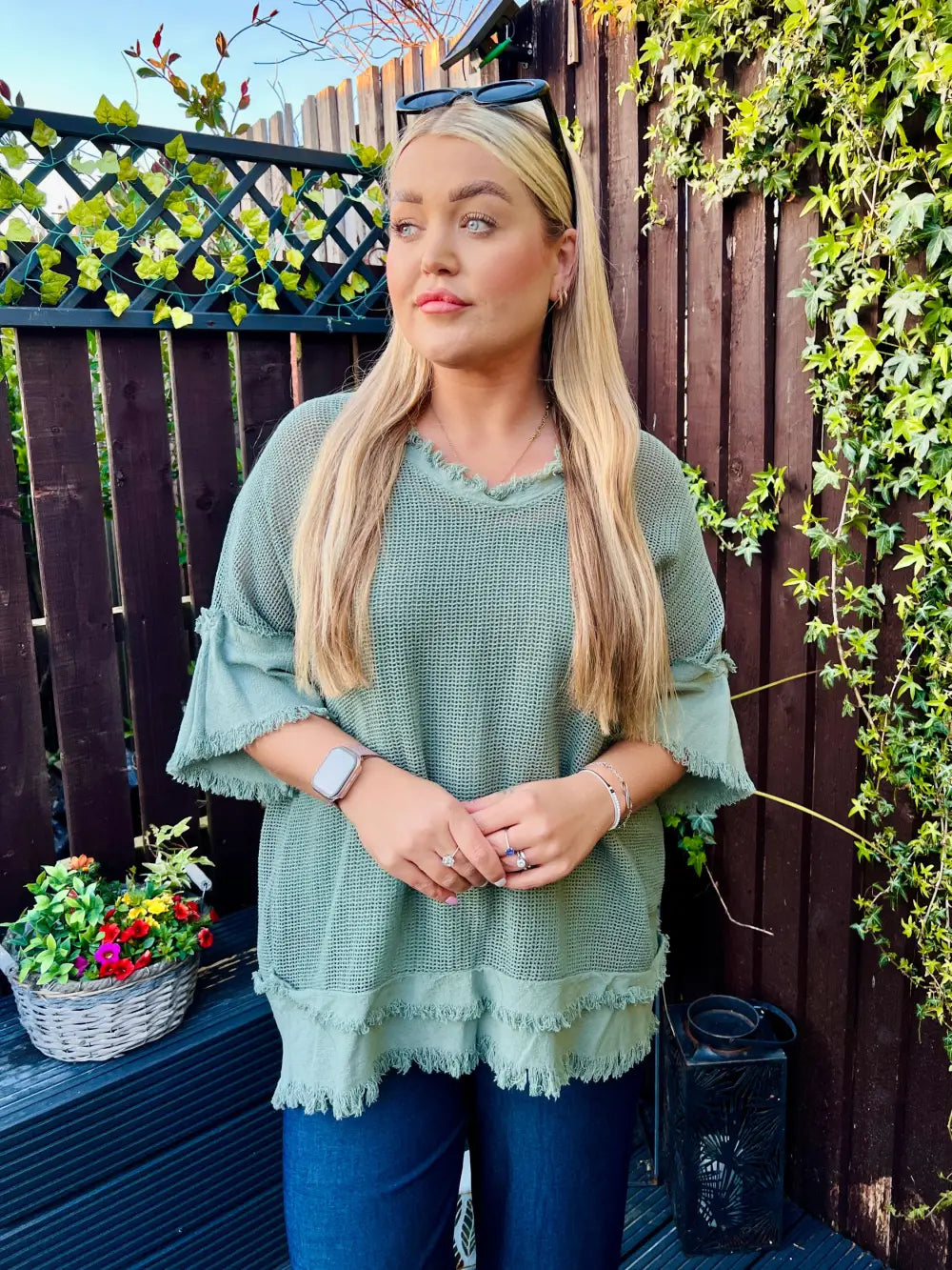 Zara Waffle Weave Top KHAKI - Tops