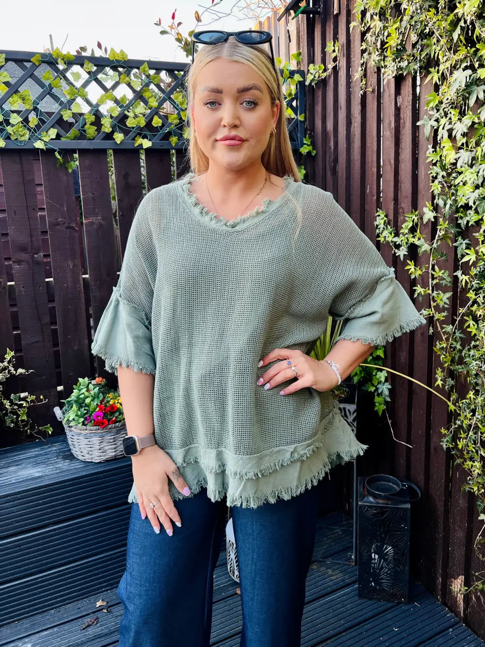 Zara Waffle Weave Top KHAKI - Tops