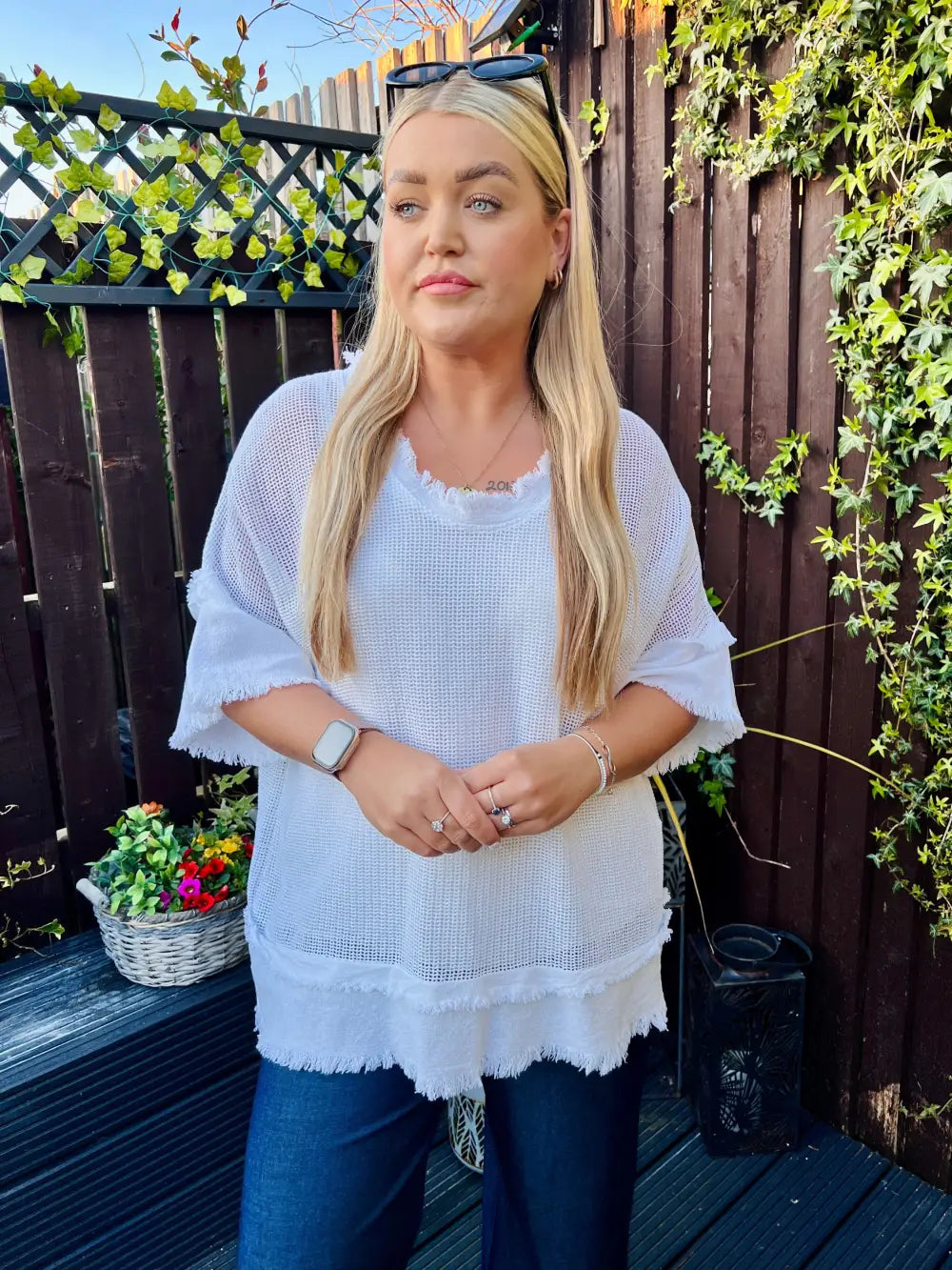 Zara Waffle Weave Top WHITE - Tops