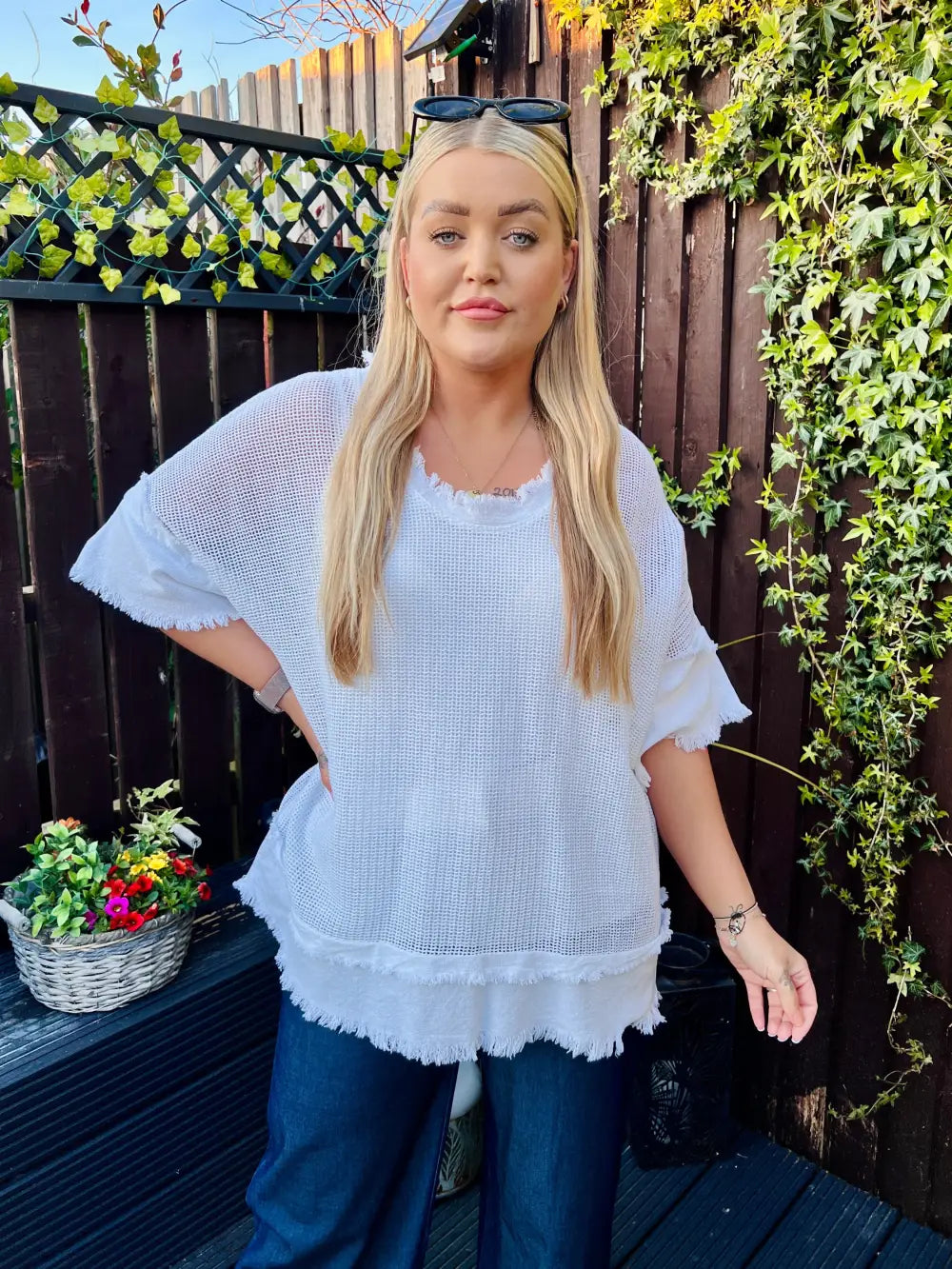 Zara Waffle Weave Top WHITE - Tops