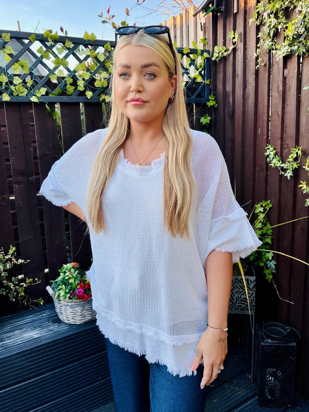 Zara Waffle Weave Top WHITE - Tops