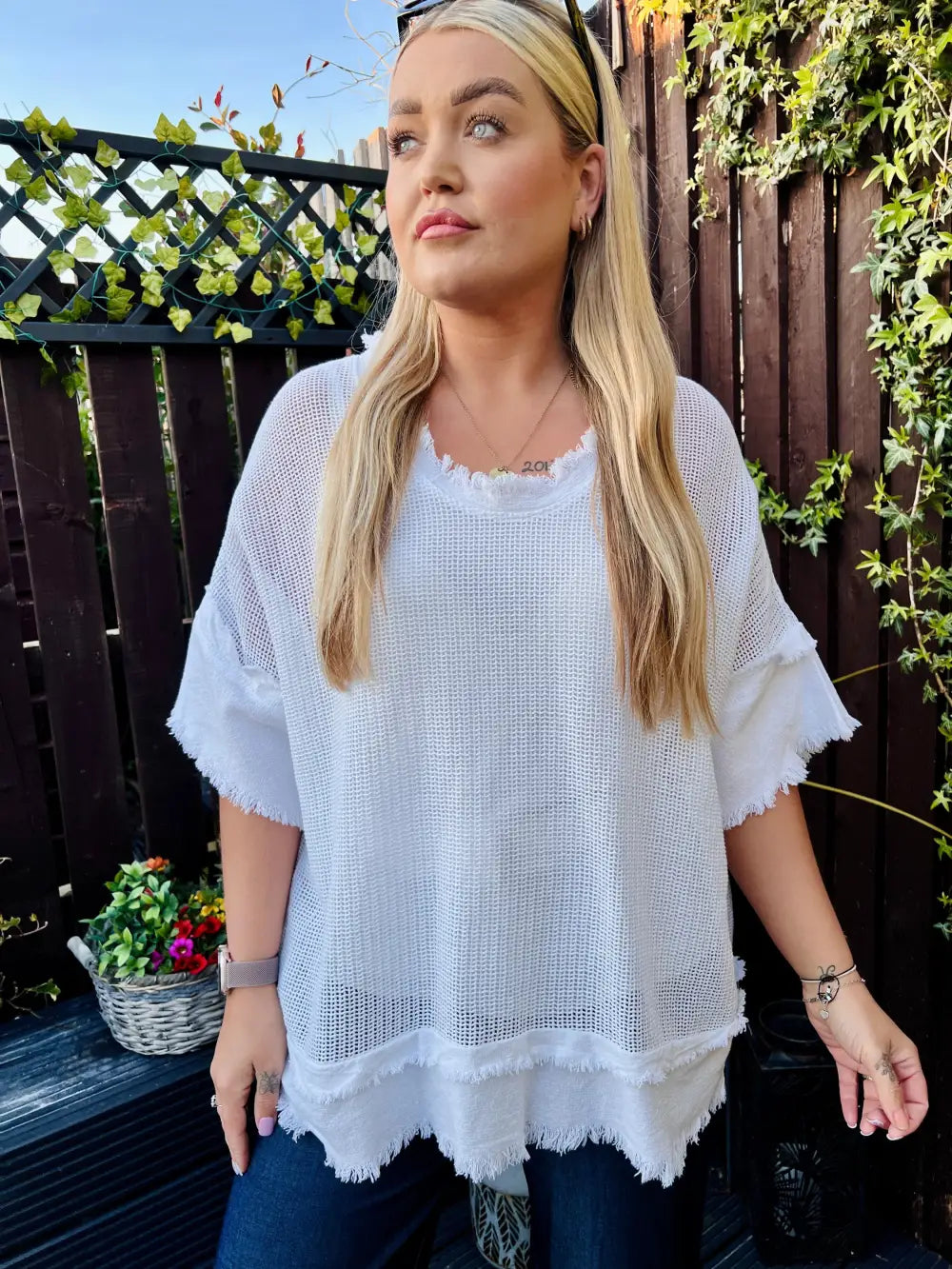 Zara Waffle Weave Top WHITE - Tops