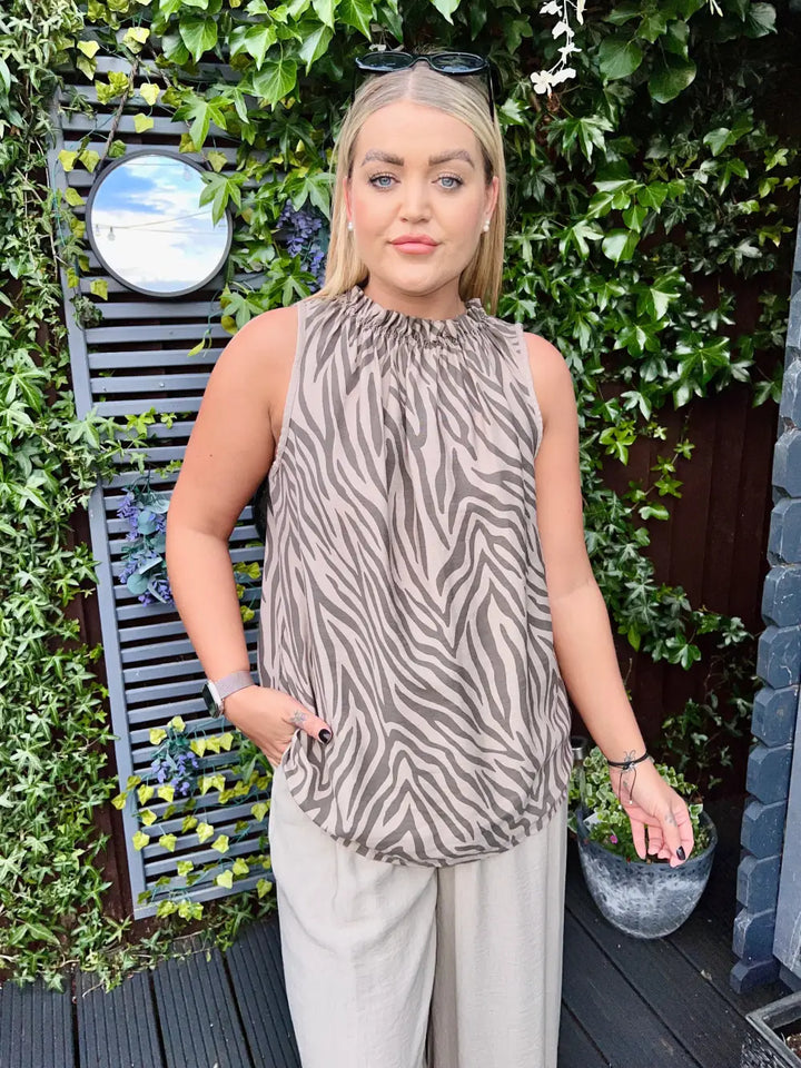 Zola Animal Print Vest Top MOCHA