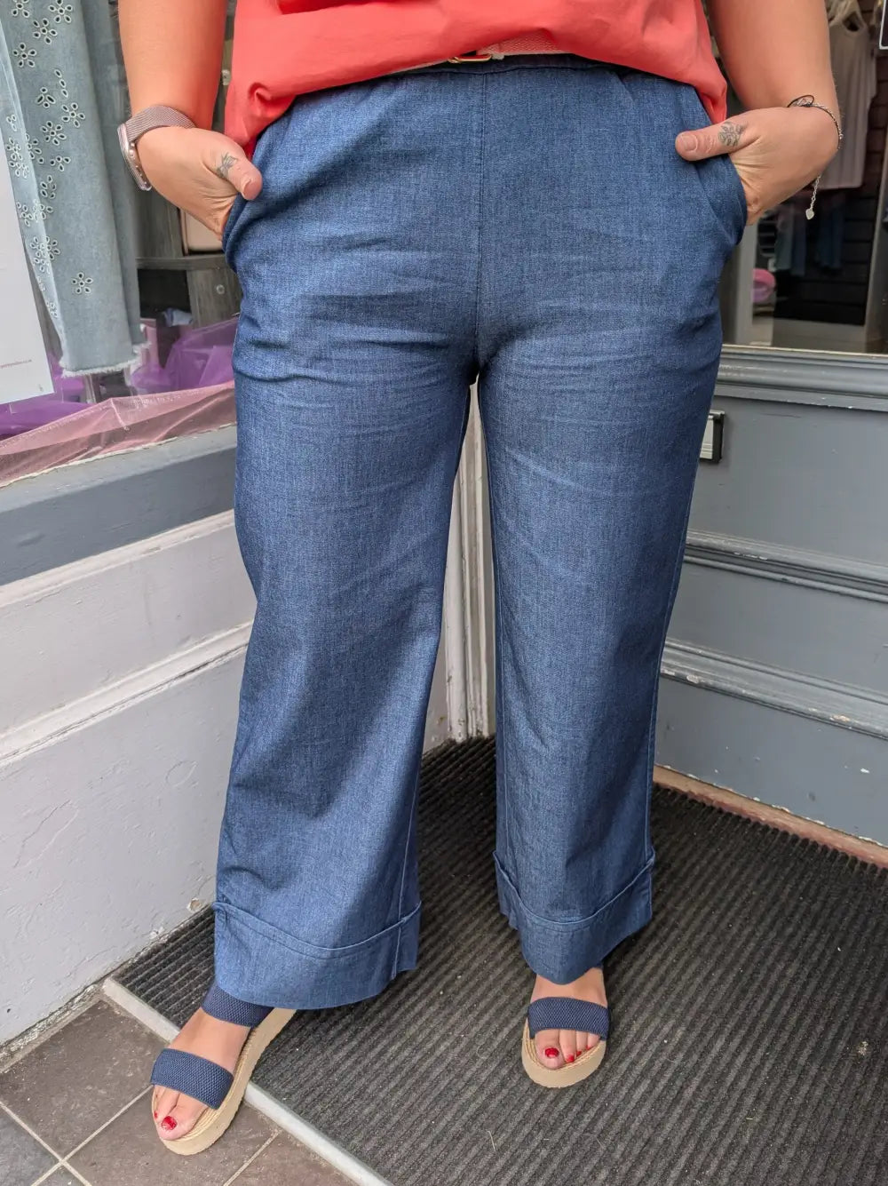 Zula Wide Leg Belted Trousers DENIM